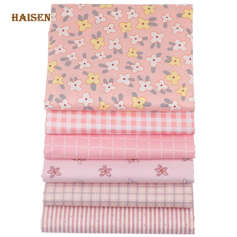 Printed Twill Cotton Fabric,Pink Geometry Cloth,Patchwork Set ,​DIY Baby Child\'s Sewing Quilting Handmade Home Textiles Material