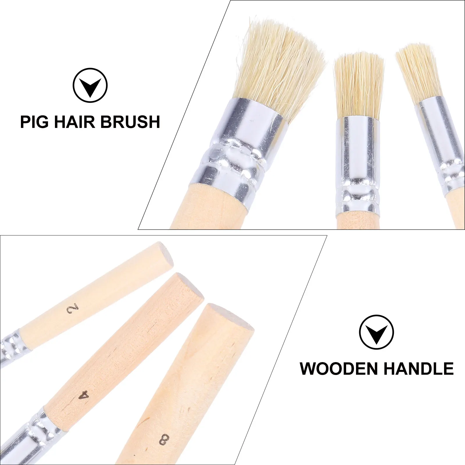 

3Set Wooden Stencil Brush Set Natural Bristle Template Paint Brushes for Stenciling Oil Acrylic Watercolor DIY