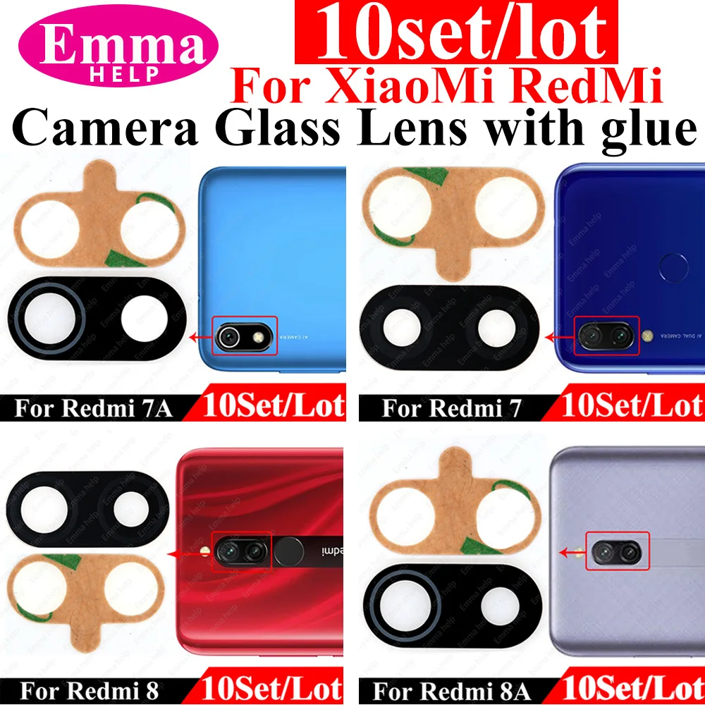 10 Piece Rear Back Camera Glass Lens For Xiaomi Redmi 9T 9C NFC 9A 9i 8 A 10C 10A 10 Prime With Adhesive Glue Phone Accessories