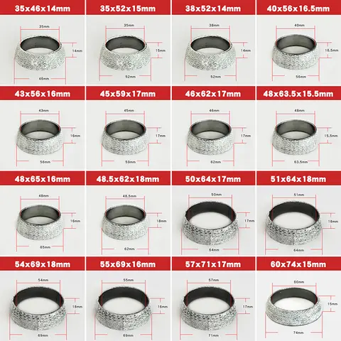 1 पीस 35 मिमी -75 मिमी व्यास कार मफलर एग्जॉस्ट पाइप गैस्केट सील रिंग एग्जॉस्ट टेल पाइप फ्लैंज डोनट गैस्केट मफलर सील रिंग 10 best sales निकास गैसकेट - №5