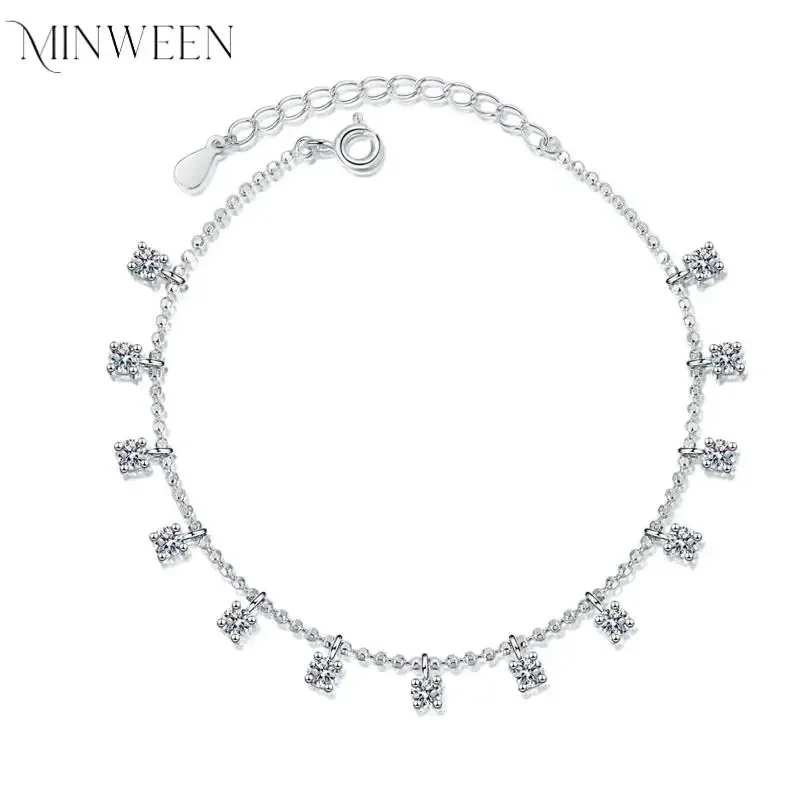 

1.3Ct/3.9Ct Real Moissanite Bracelet for Women Sparkling Party Jewelry S925 Sterling Silver Adjustable Chain