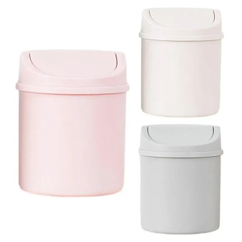 Small Trash Can Mini Waste Bins Desktop Garbage Basket With Lid Work space Storage Box Desktop Bin For Kitchen Bedroom Car