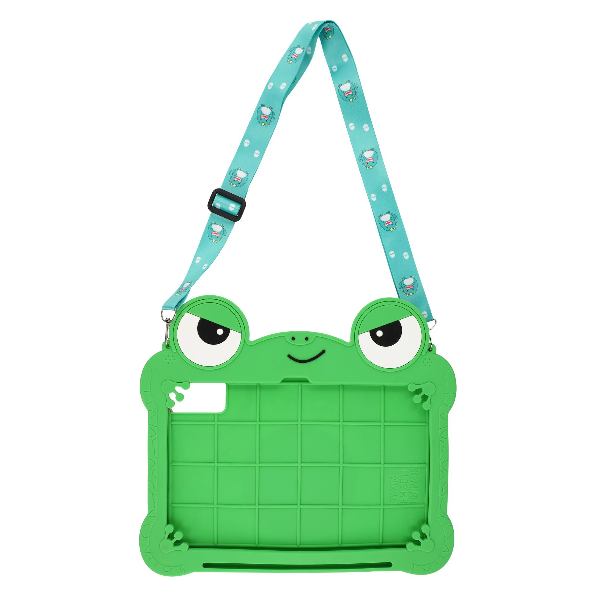 For Honor Pad X9 / X8a / X8b Case Rotating Kickstand Cute Frog Design Silicone Tablet Cover with Lanyard
