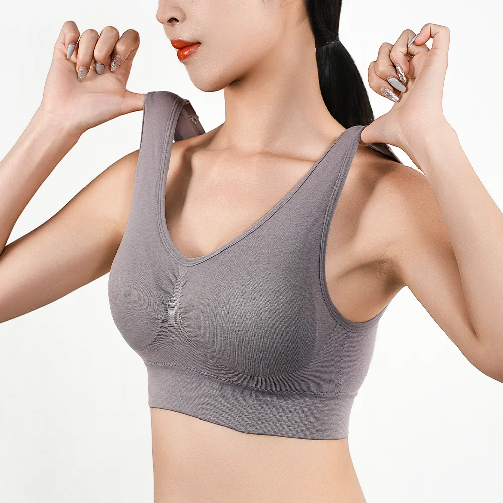 Women Seamless Bras Push Up Sports Top Female Breathable Brassiere Unwired Active Padded Bra Crop Top Solid Color Sexy Lingerie