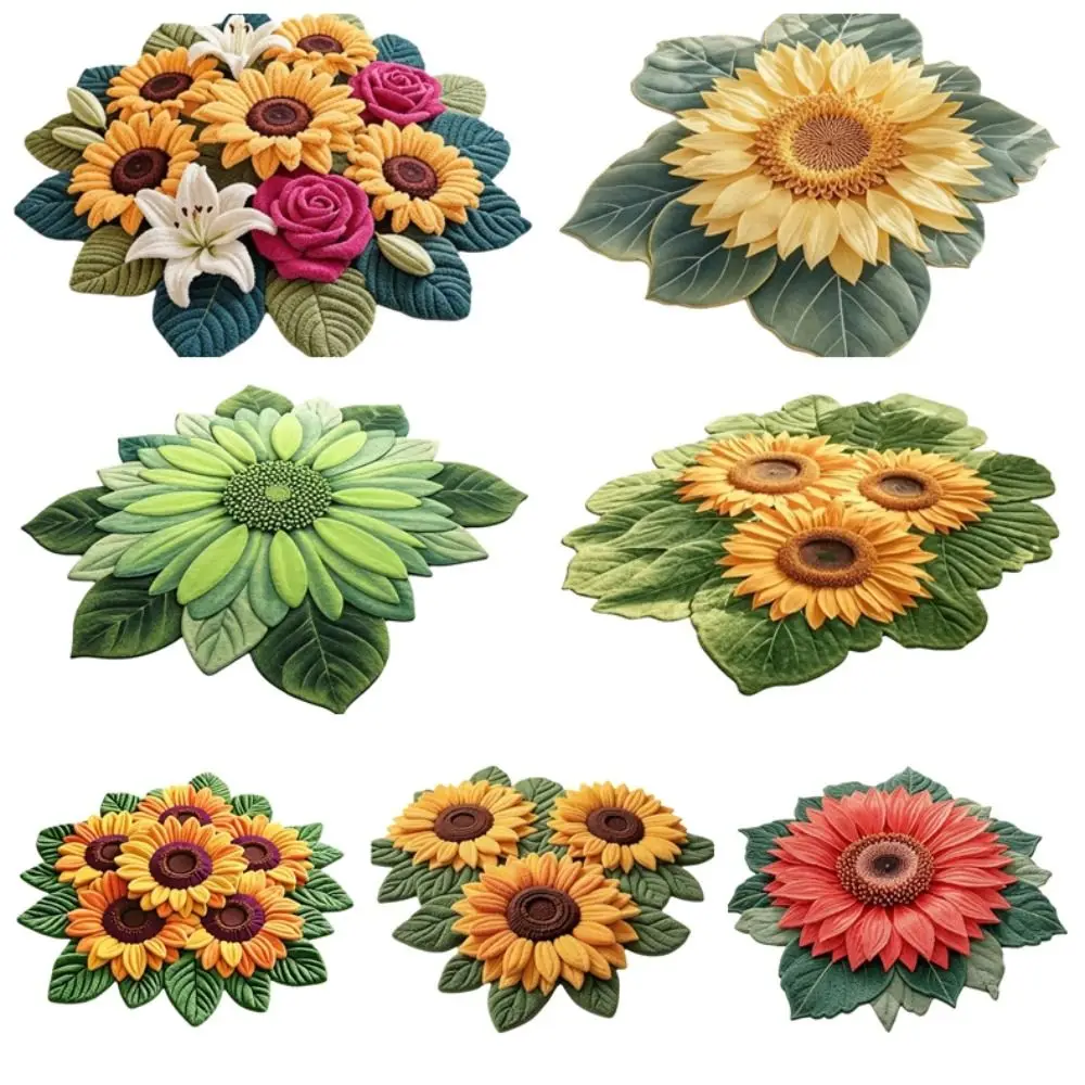 Portable Special-shaped Sunflower Carpet Non-slip Soft Flower Carpet 60x60cm Absorbent Door Gasket Home Decoration