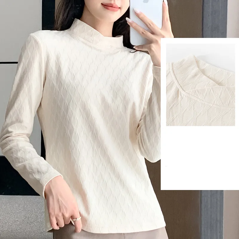 Women'S Autumn And Winter New Style Underlay Knitted Top Fashion Trend Versatile Half High Neck Pullover Bottom Shirt Female