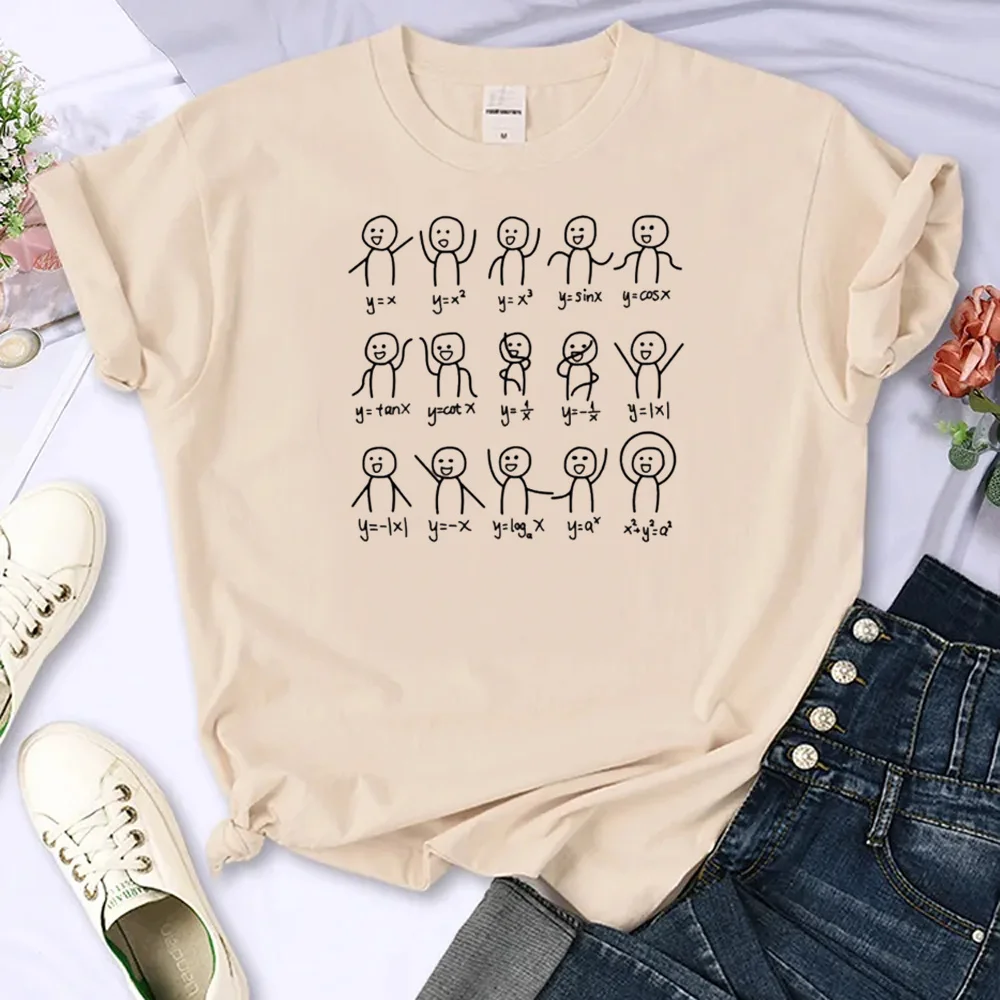 Algebraic Dancing Character Mathematical Equation women women Retro University Colorful t-shirt hip hop Psychedelic harajuku
