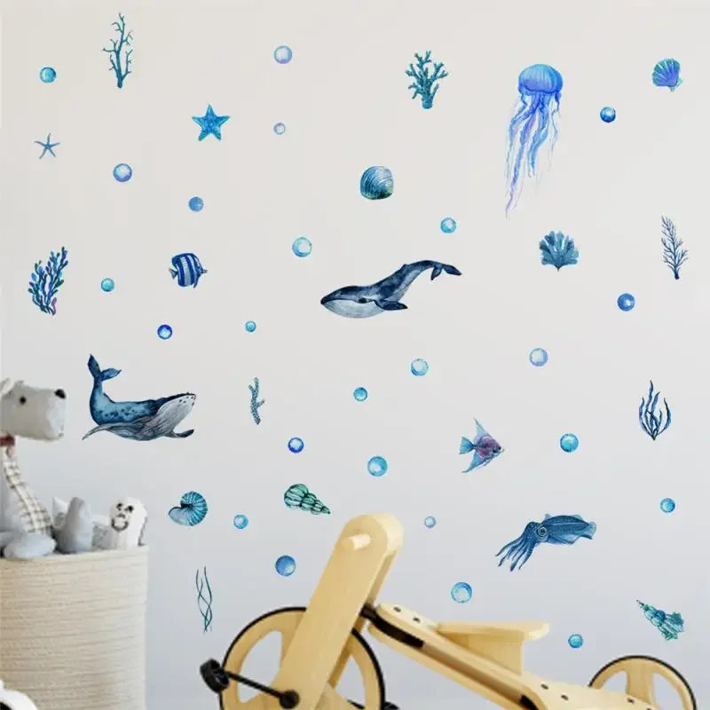 

Wall Sticker Bright Colors Night Light Effect Unique Design Easy To Use Perfectly Decorated Sea Animals Stickers Home Decoration