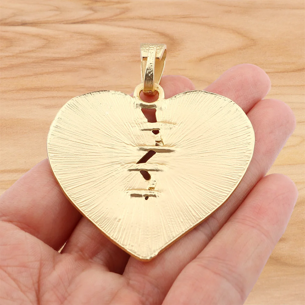 1 Piece Matt Gold Color Crack Suture Love Heart Charms Pendants For DIY Necklace Jewelry Making Accessories 57x55mm