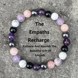 Black Tourmaline Bracelet Rose quartz white howlite hematite round crystals Bracelete women men Gift for nana jewellery