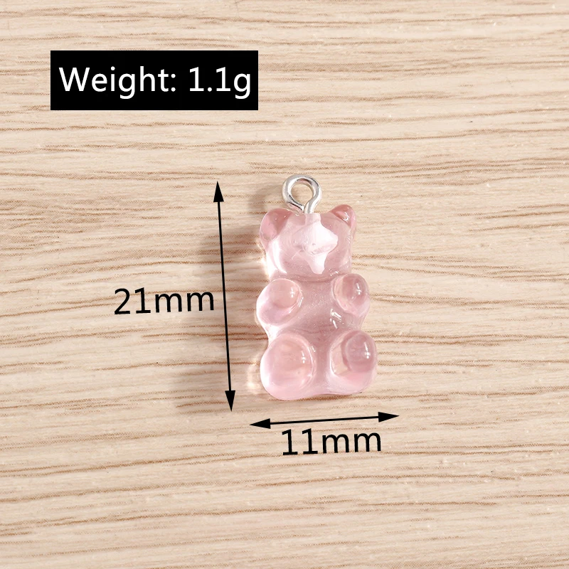 10pcs 11x21mm Cartoon Candy Colors Gummy Bear Charms Pendants for Making Earrings Necklaces Bracelet DIY Crafts Jewelry Findings