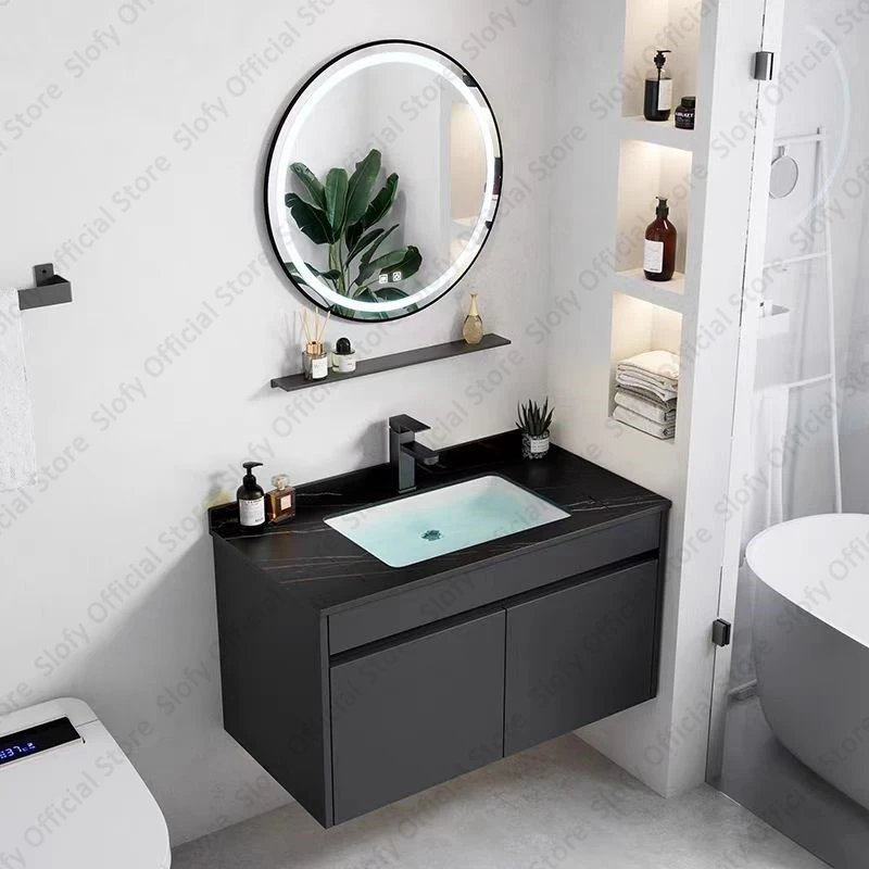 Multi-functional Bathroom Vanity High-Definition Round Mirror Integrated Modern Washbasin Cabinet Bathroom Furniture accessories