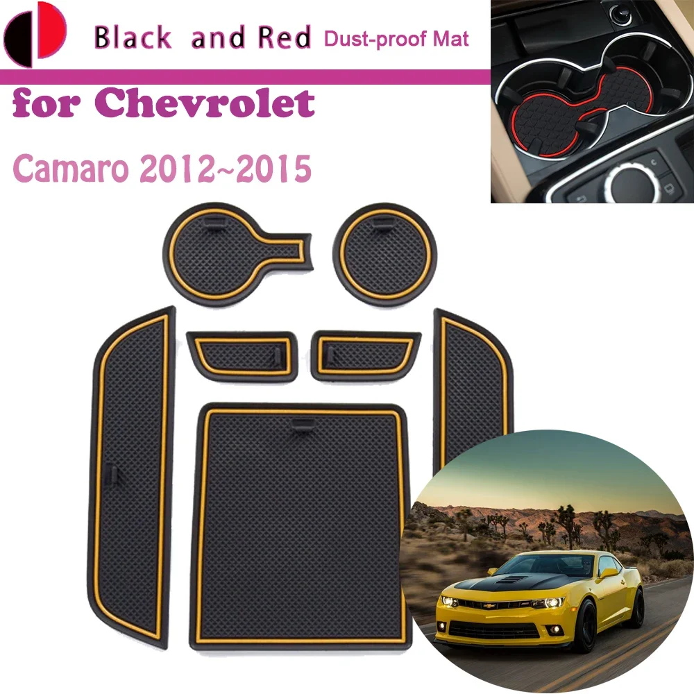 

Rubber Door Groove Mat for Chevrolet Camaro 2012~2015 2013 2014 Cushion Gate Storage Slot Coaster Dust-proof Car Sticker Rug