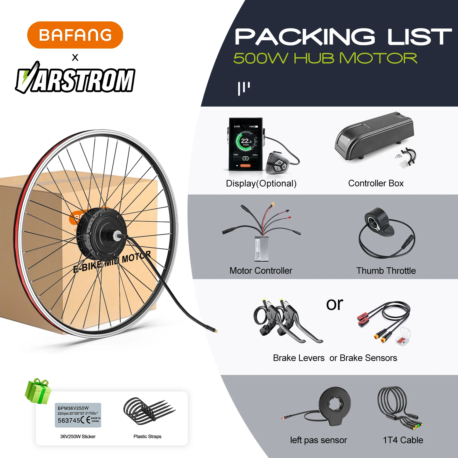 BAFANG G020 750W Rear Hub Motor V-Brake Electric Bicycle 48V 500W Front Wheel Electric Bike w/ display UART Protocol eBike Engine Conversion Kit