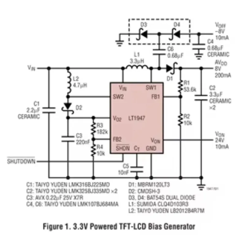 LT1947EMS LT1947EMSE LT1947 - Adjustable Output TFT-LCD Triple Switching Regulator