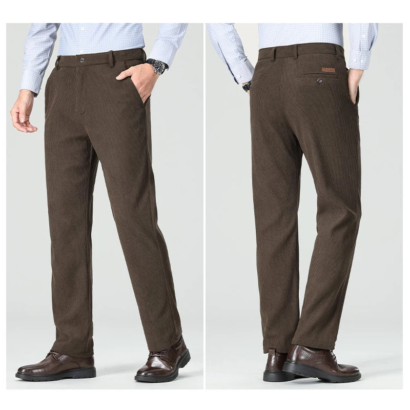 

Autumn Spring Thick Men's Smart Casual Pants Velvet Pants Office Work Pants Business Casual Pants