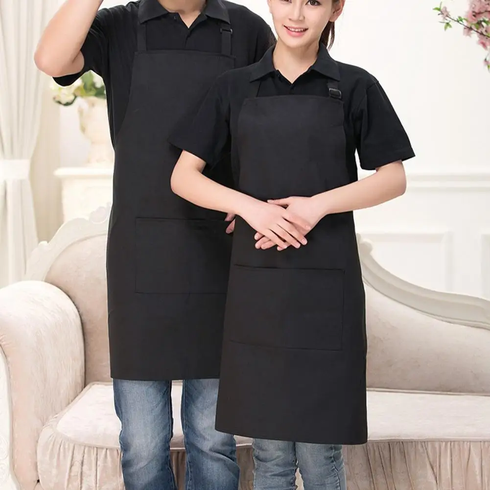 Adjustable Half-length Adult Apron Striped Restaurant Chef Apron Long Neck Stain Resistant Apron With 2 Pockets Outdoor