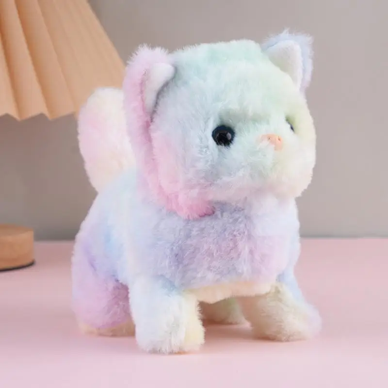 Electric Plush Cat Toy Walking Barking Moving Machine Simulation Plush Pet Toy for Cats Interactive Play and Entertainment​​
