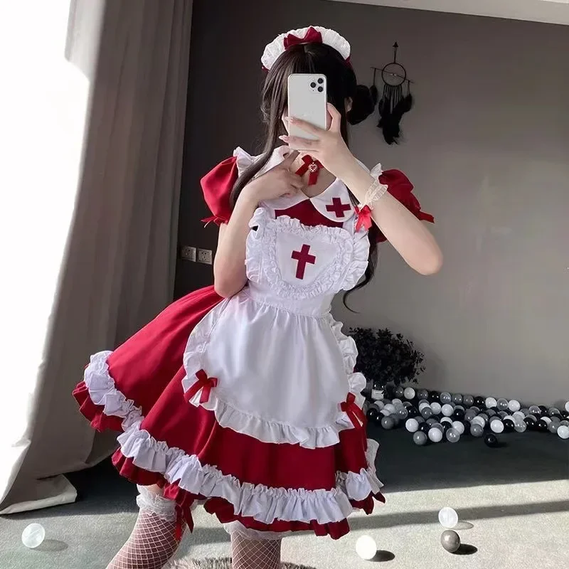 

Red Maid Dress Soft Sister Cute Big Size Maid Lolita Dress Daily Lolita Costume Victorian Dress Lolita Blouse