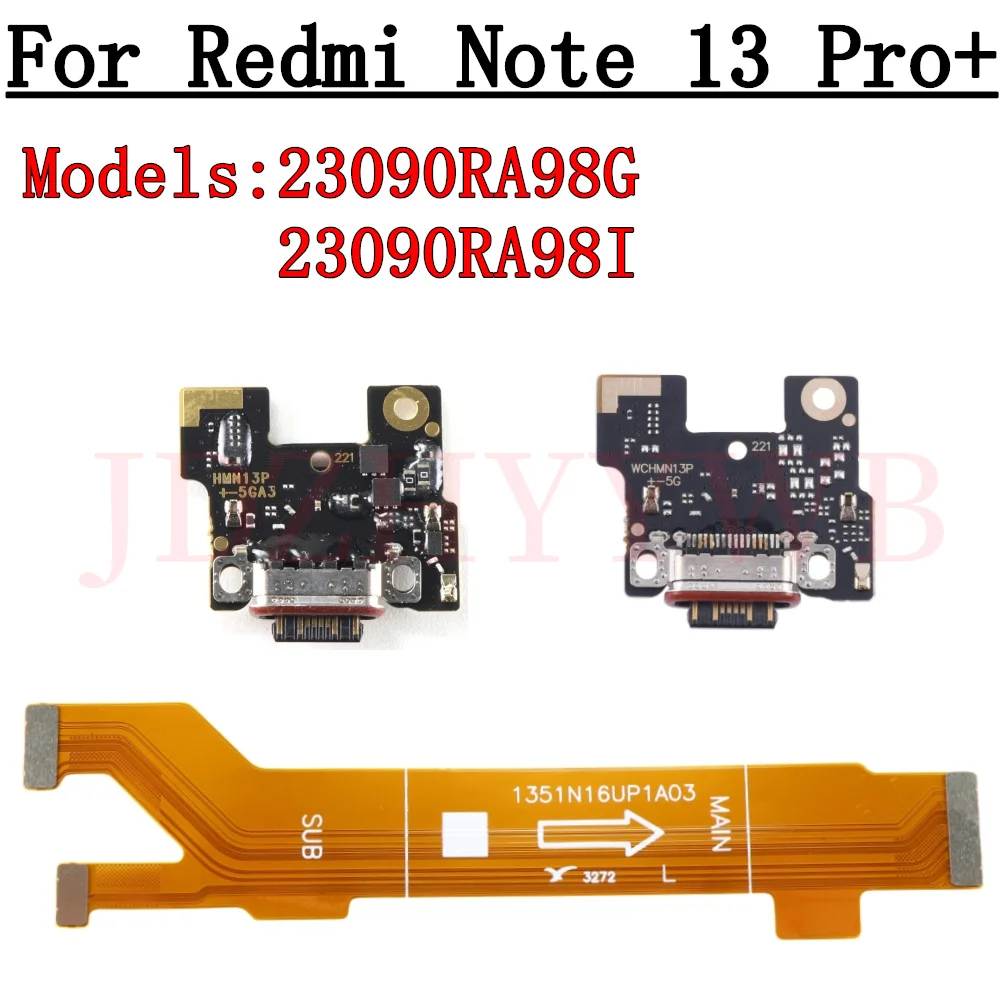 USB Charging Port Board For Xiaomi Redmi Note 13 Pro+ Note13Pro+ 5G Type C Charge Dock Connector Motherboard Main Flex Cable
