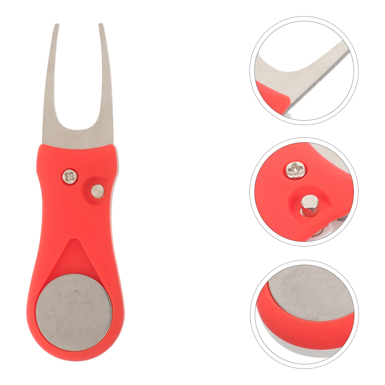 

Golf Green Fork Foldable Lawn Repair Tool Pop-up (white with Red) Portable Golfs Divot Ball Marker Aid Golfing Plastic Compact