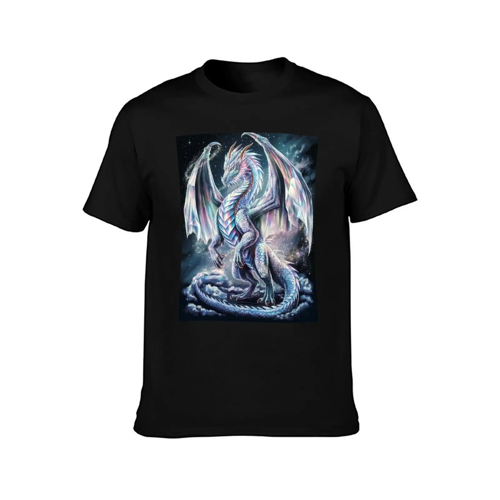 Iridescent Cosmic Dragon in Starry Galaxy T-Shirt t shirts for man graphic vintage T-Shirt