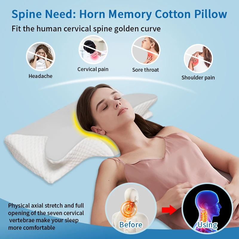 Ergonomic Butterfly-Shaped Sleep Pillow with Eco-Friendly Fabric High-Elastic Memory Foam Filling Comfortable Sleep Affordable Price