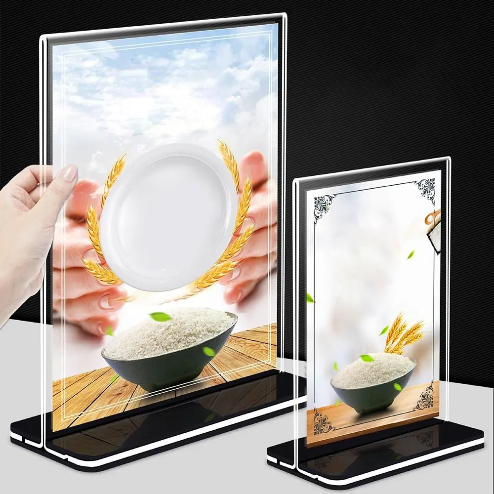 Transparent Acrylic Panel Wine Catalog Menu Display Stand Vertical Double Sided Photo Display Frame Transparent A4 A5 A6