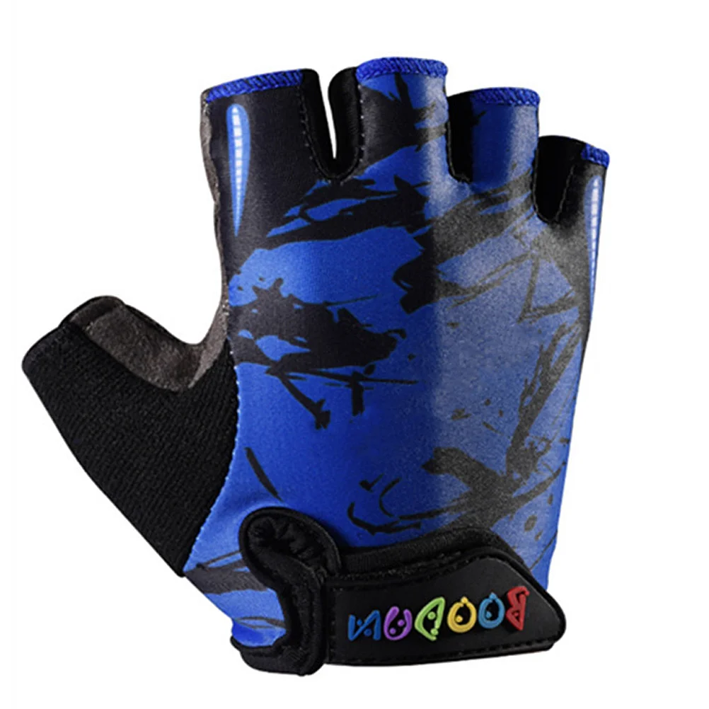 

Light Blue Half Finger Gloves Boys Damping Shock Absorbing Non Slip Kids Sports Cycling Climbing Fishing Riding Fitness Outdoor
