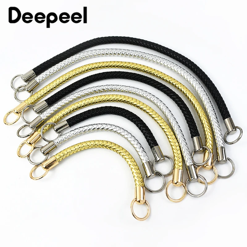 2Pcs Deepeel 25/40/50cm Handbag PU Leather Woven Handles Purse Wallet Braided Rope Straps DIY Luggage Replacement Accessories