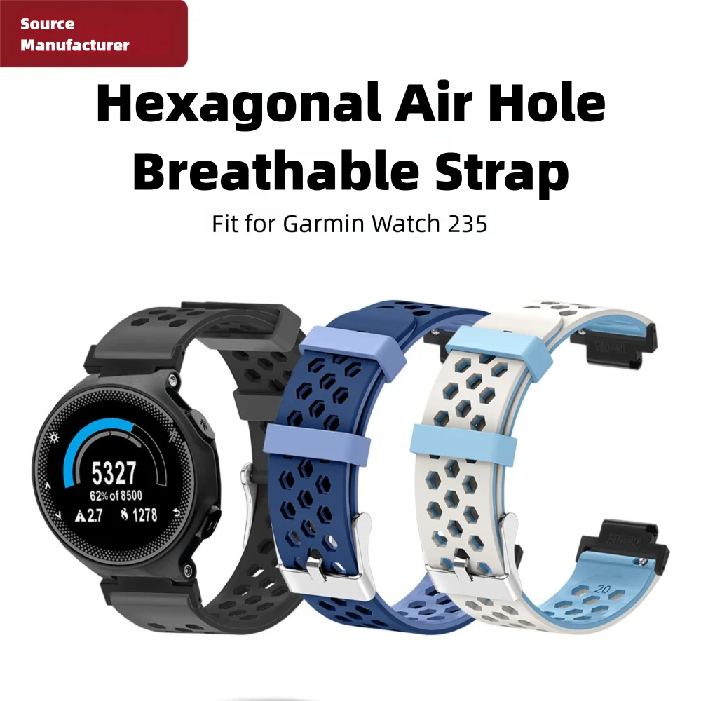 

Watch Band For Garmin Watch 235 Hexagonal Air Hole Quick Release Fashion Washable Breathable Silicone Smartwatch Band Man Woman