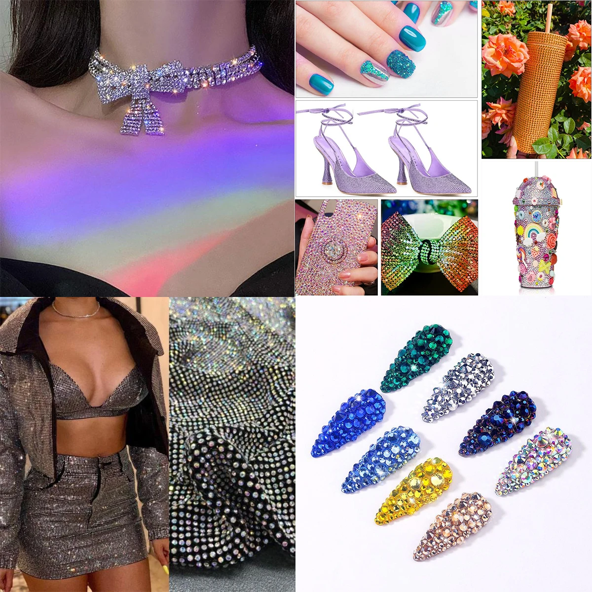 SS3-SS30 Wielokolorowy kryształ AB Flatback Hot Fix Rhinestone Super Glitter Strass Iron On Rhinestone do szycia i tkanin do zdobienia paznokci