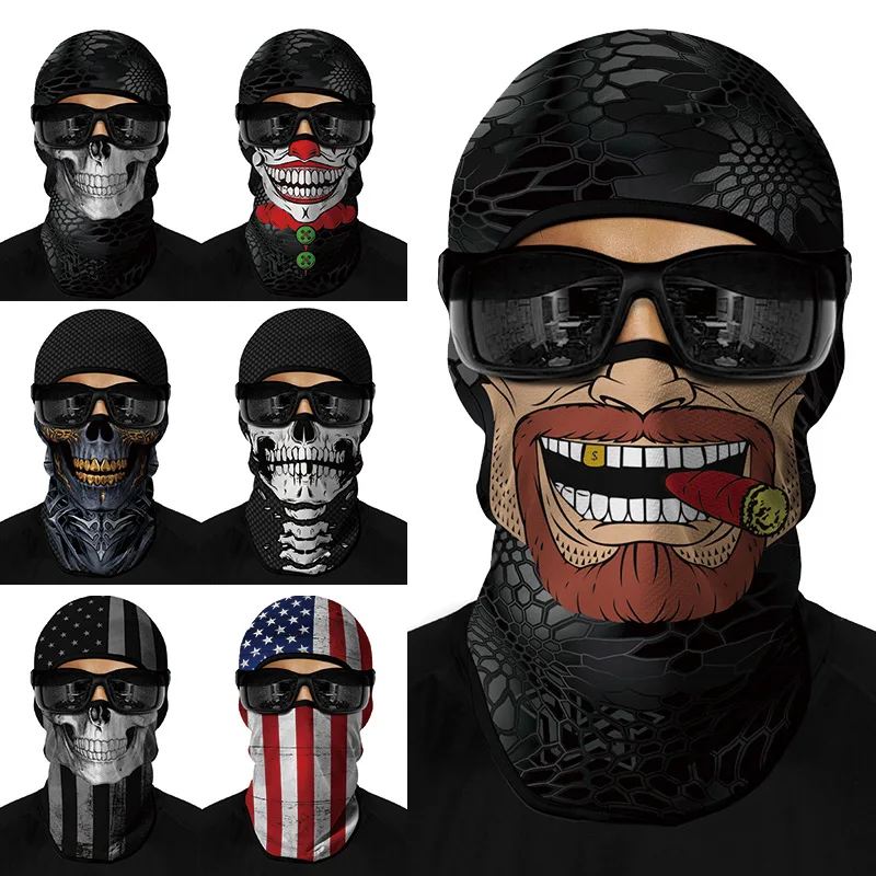 

Breathable Quick-Dry Balaclava Motorcycle Head Cover Thin Unisex Cycling Halloween Clown Skull Mask Breathable Ski Face Mask