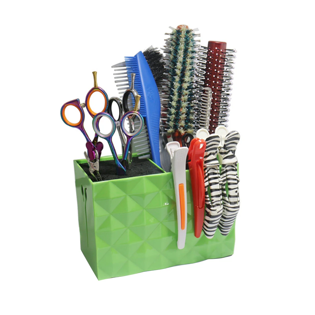 Haircut Scissors Comb Brush Clips Desktop Organizer Box Hairdressing Tools Storage Double Row Container