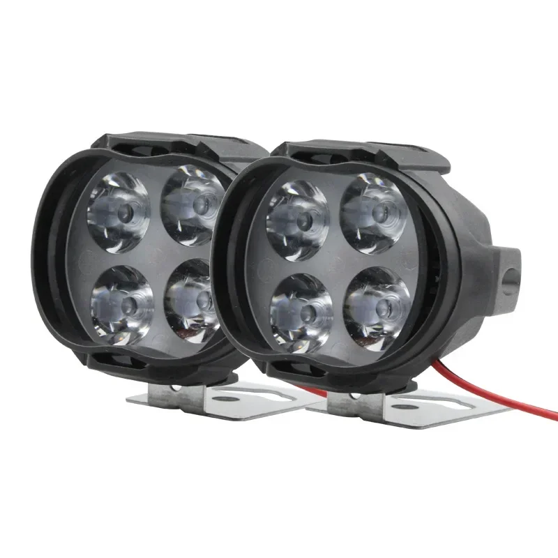 4 LED Motorcycle Headlights with Switch, High Brightness Waterproof Modified Bulb, Scooter Auxiliary Spotlight Easy To Install
