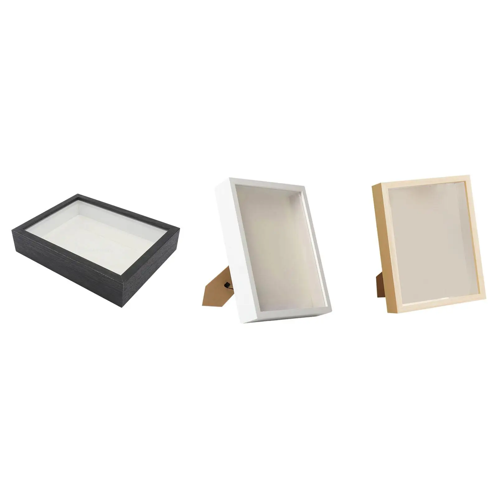 Wood DIY Shadow Box Frame 5cm Deep Photo Frame Dried Flower Display Case for Wedding Photos Artwork Handicrafts DIY Gifts Decor