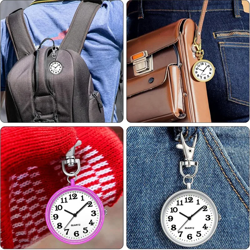 

2pcs Nurses Watches Quartz Pocket Watch for Nurses PurpleJAS