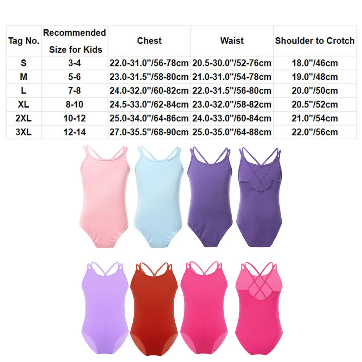 Kids Teens Solid Color Spaghetti Straps Professional Ballet Gymnastics Leotards for Girls Child Practice Competition Dance Wear