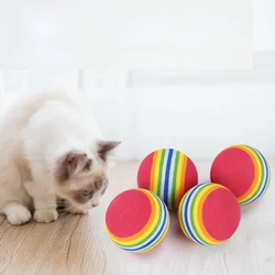 1pcs Rainbow EVA Cat Toys Ball Interactive Cat Dog Play Chewing Rattle Scratch EVA Ball Training Balls Pet Toys Supplies