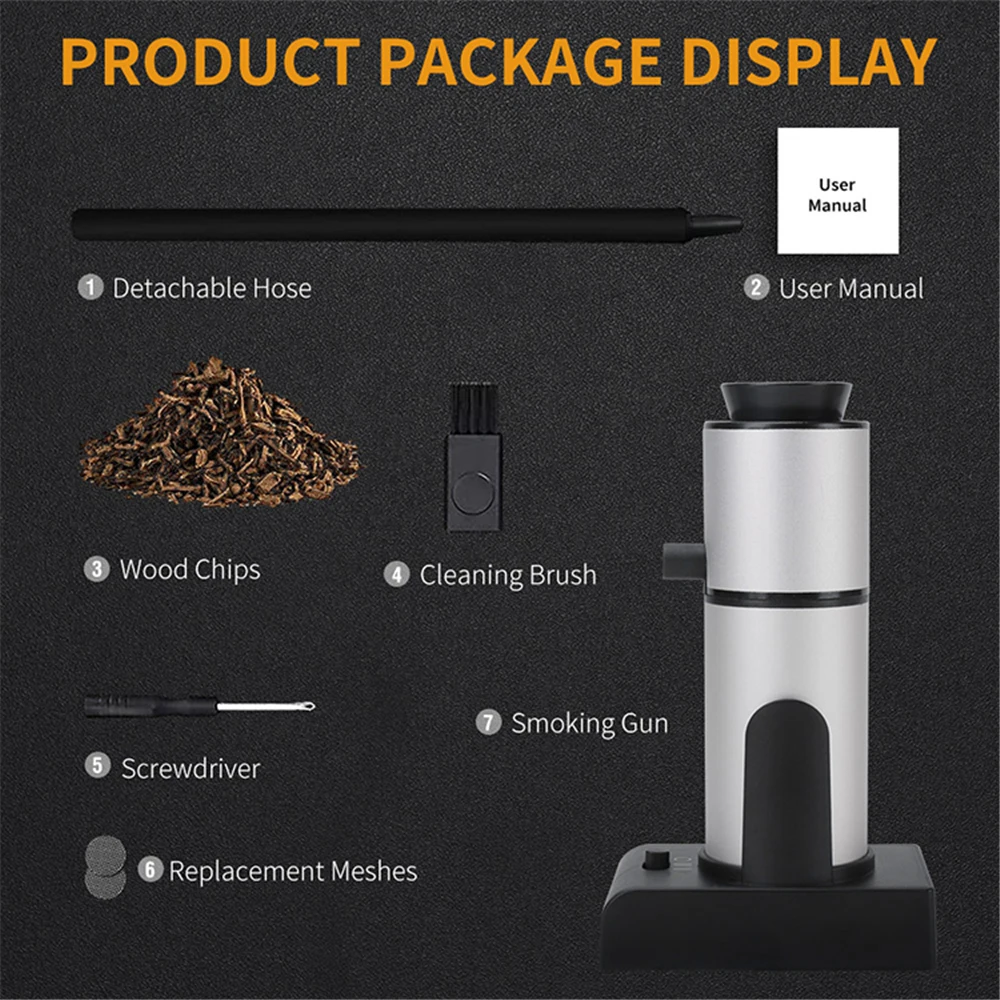 Portable Food Cold Smoke Generator Molecular Cuisine Smoking Gun Meat Burn Smokehouse Home Cooking for Grill Smoke Machine