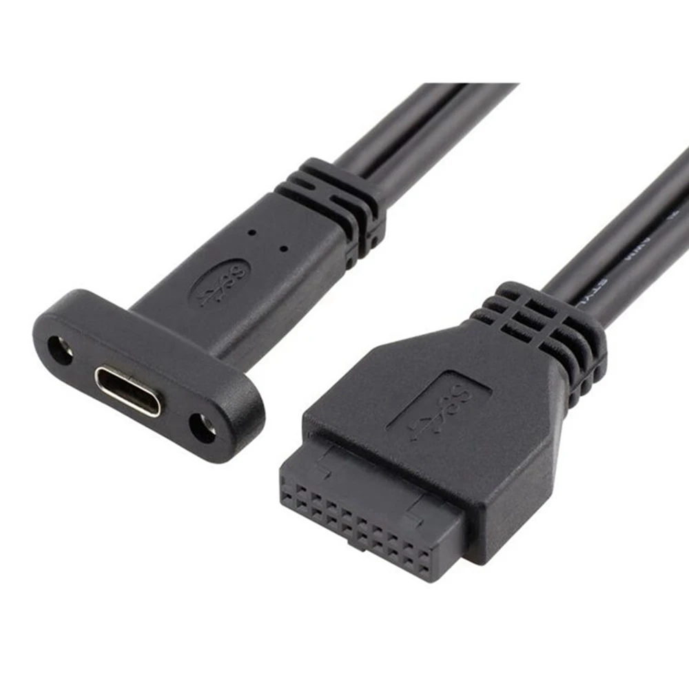 50cm Type C USB-C Female to USB 3.0 Motherboard 20Pin Panel Mounted Cable With Back PCI Back Expansion Bracket