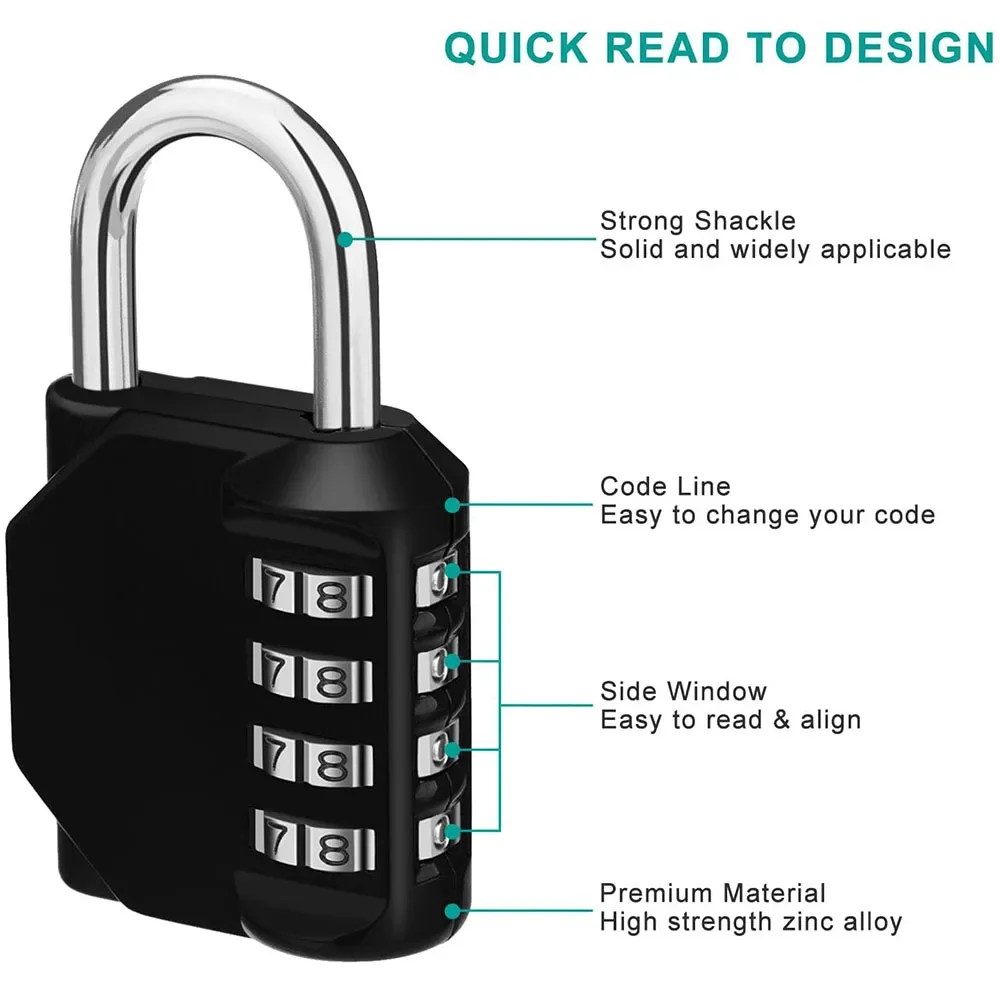4 Digit Locker Padlocks Combination Padlocks 2 and 1 Pack Padlocks for Gym School Luggage Metal Outdoor Shed Home Security Lock