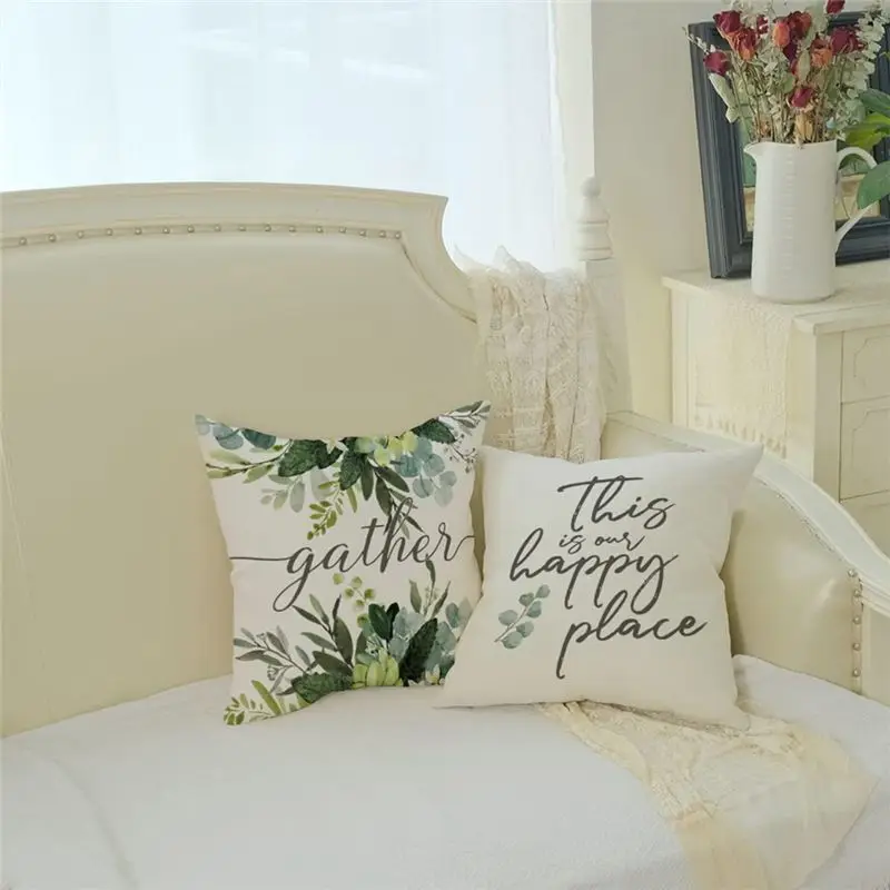Set Of 4 18X18 Spring Pillow Covers Farmhouse Throw Pillows Pillowcase For Couch Top-Rated