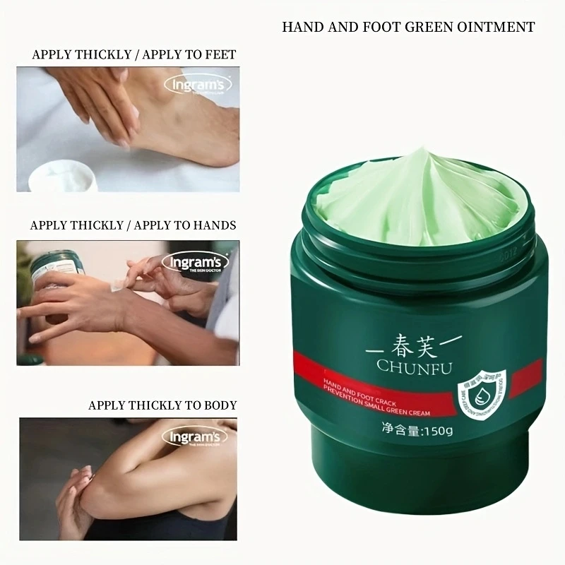 150 Packs, Chunfu Anti-Cracking Green Ointment for Hands and Feet, Designed for Dry and Cracked Feet, Hands, Heels, and Elbows, Provides Alcohol-Free Moisturizing and Soothing Care, Is a Foot Care Product.