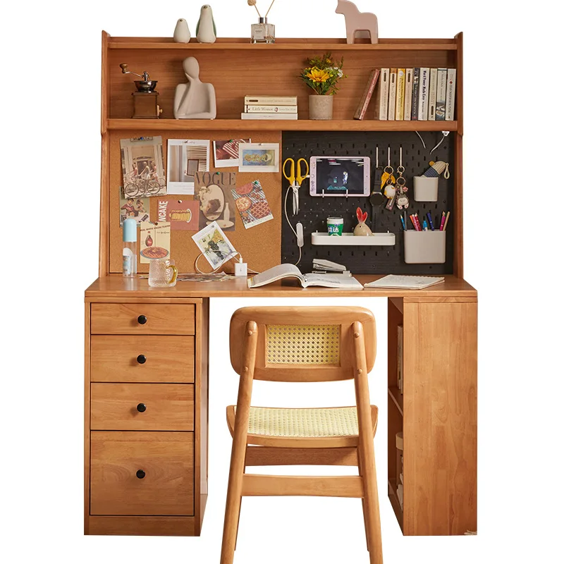 Solid wood desk Nordic double study table Japanese home computer desk Multifunctional writing desk