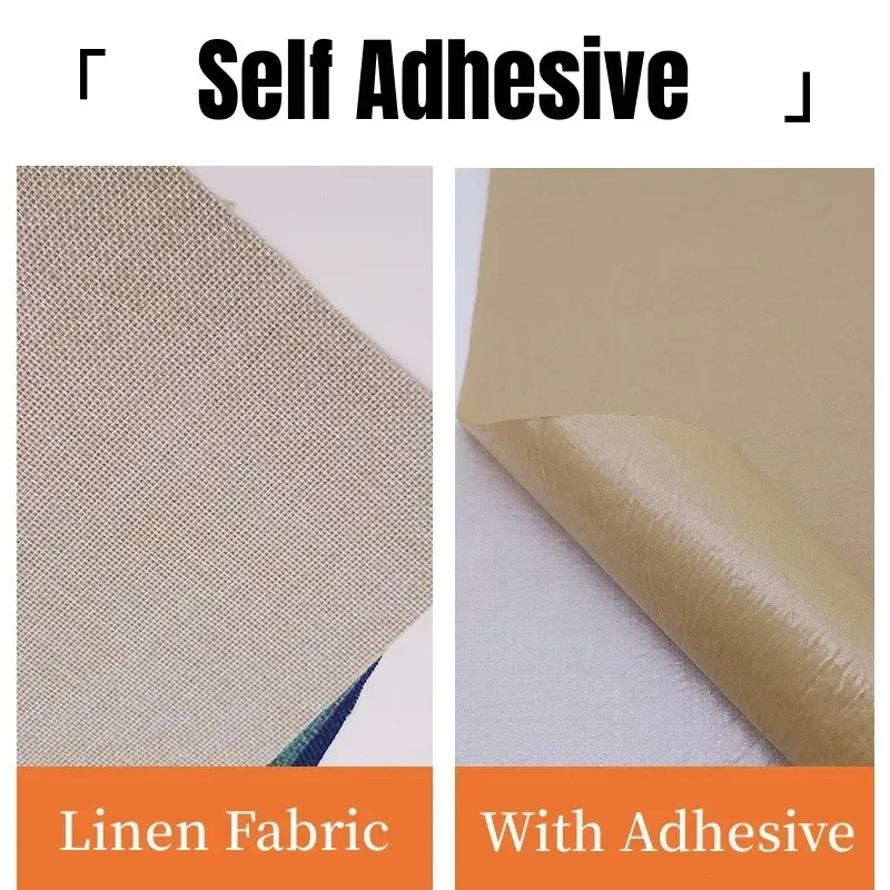 Self Adhesive Linen Fabric for Sofa Leathercraft Repair Patches Linen Sticker DIY Crafts Jewelry Box Book Cover Decorative Cloth