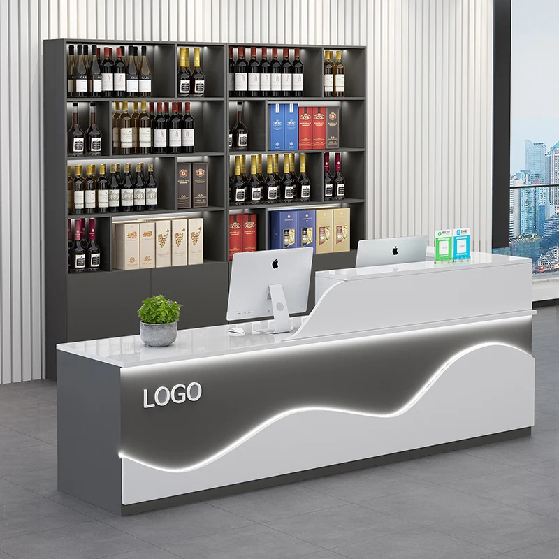 

European Reception Desk European customized Storage Bar Counter Cabinet Trendy Simple Luxury Nordic Mostrador Office Furniture