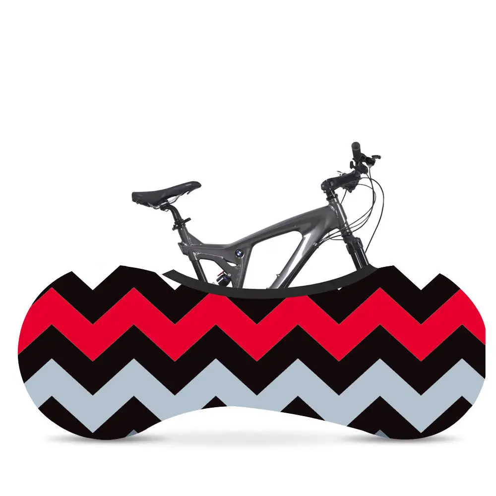 

Красно-черный эластичный чехол для велосипедных колес с принтом в виде линий со складками и защитой от пыли и царапин