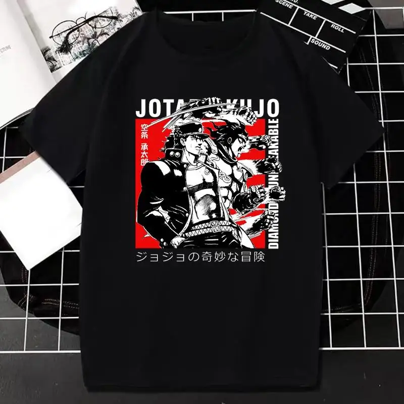 Japanese Anime JOJO Bizarre Adventure Graphic Print T Shirt Men Women Fashion Streetwear Short Sleeve Plus Size T Shirt Unisex