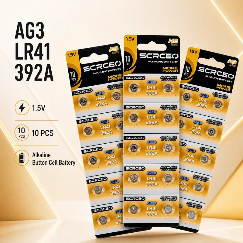 LR41 AG3 1.5V Alkaline Button Cell Battery 20-200PCS, Compatible with Watch, Thermometer, Bow Sight Light